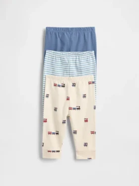 Pantalones de algodón orgánico sin cordón «Baby First Favorites» (paquete de 3)