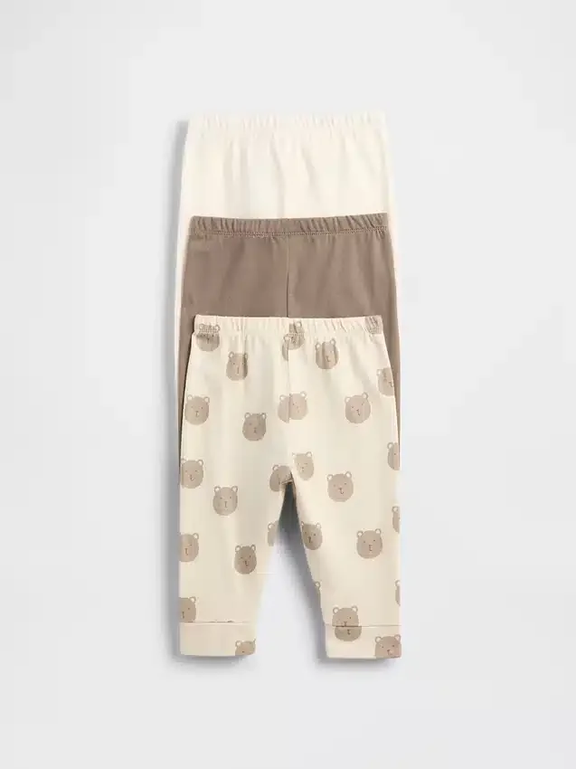Pantalones de algodón orgánico sin cordón «Baby First Favorites» (paquete de 3)