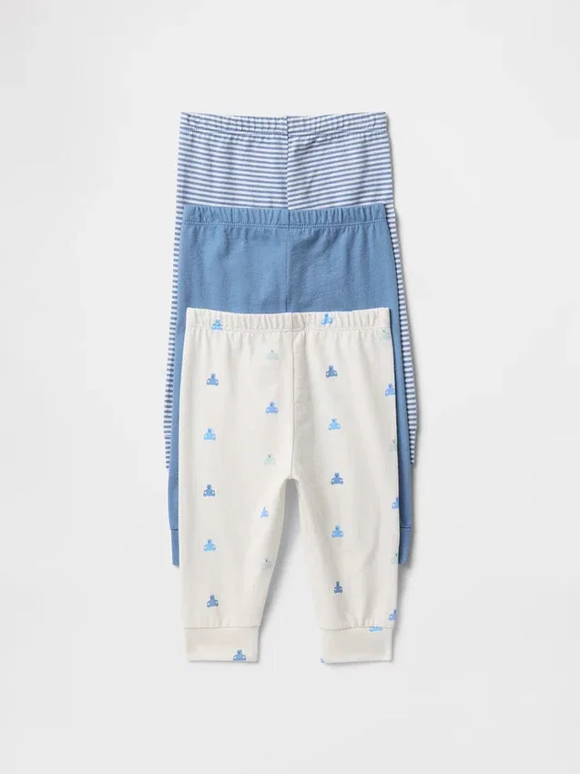 Pantalones de algodón orgánico sin cordón «Baby First Favorites» (paquete de 3)