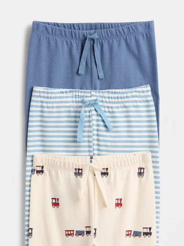 Pantalones de algodón orgánico sin cordón «Baby First Favorites» (paquete de 3)