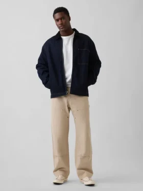 Pantalones de carpintero holgados de lona de los 90 con doble refuerzo en las rodillas
