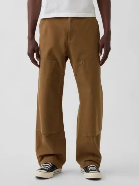 Pantalones de carpintero holgados de lona de los 90 con doble refuerzo en las rodillas