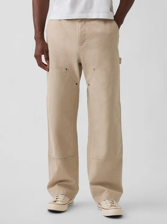 Pantalones de carpintero holgados de lona de los 90 con doble refuerzo en las rodillas