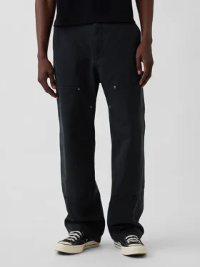 Pantalones de carpintero holgados de lona de los 90 con doble refuerzo en las rodillas