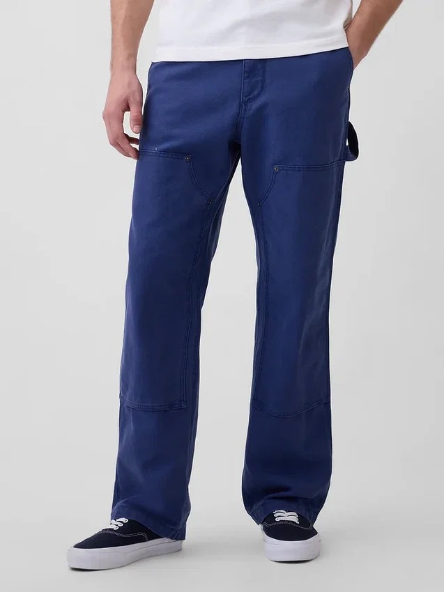 Pantalones de carpintero holgados de lona de los 90 con doble refuerzo en las rodillas