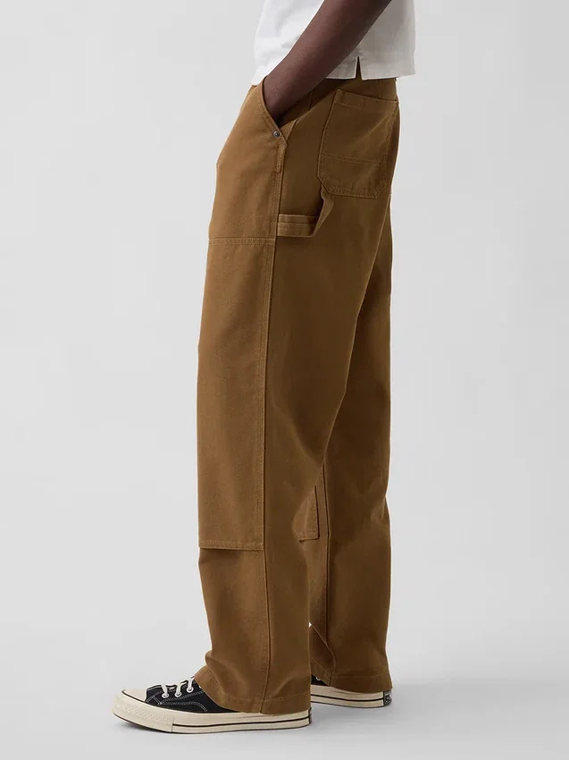 Pantalones de carpintero holgados de lona de los 90 con doble refuerzo en las rodillas