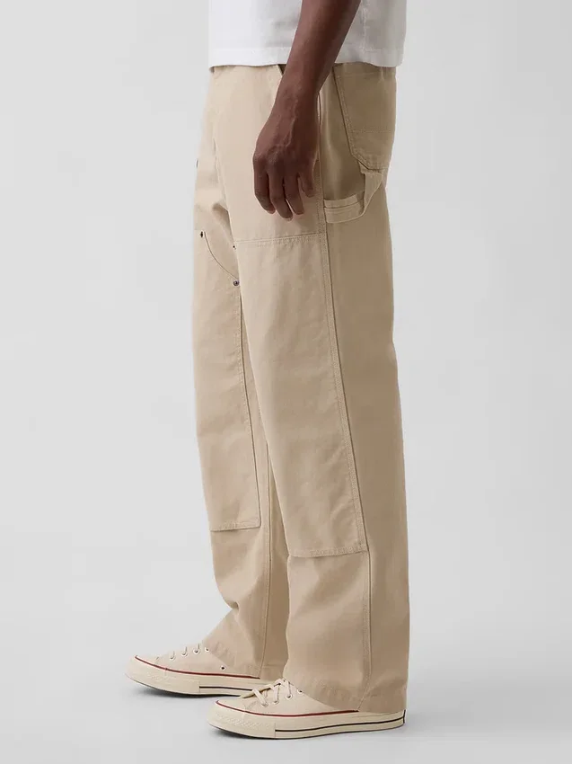 Pantalones de carpintero holgados de lona de los 90 con doble refuerzo en las rodillas