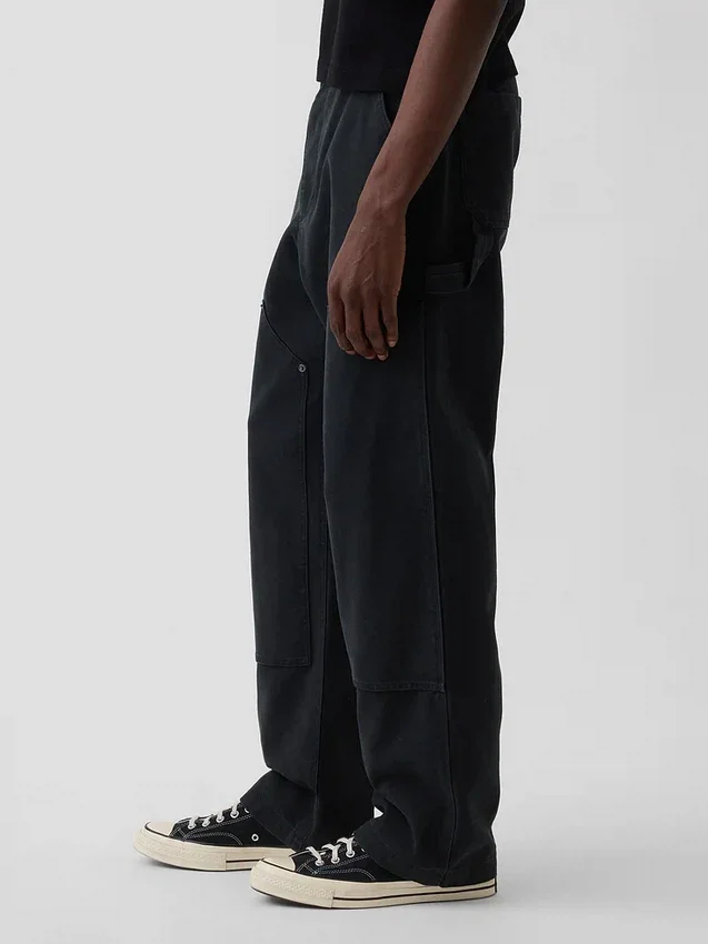 Pantalones de carpintero holgados de lona de los 90 con doble refuerzo en las rodillas