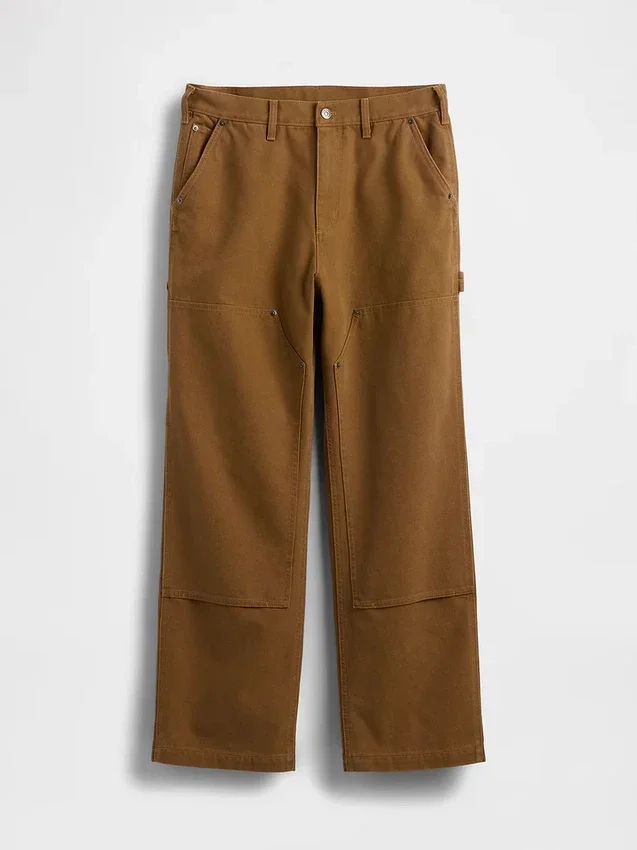 Pantalones de carpintero holgados de lona de los 90 con doble refuerzo en las rodillas