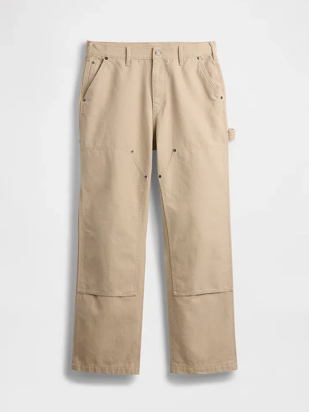 Pantalones de carpintero holgados de lona de los 90 con doble refuerzo en las rodillas