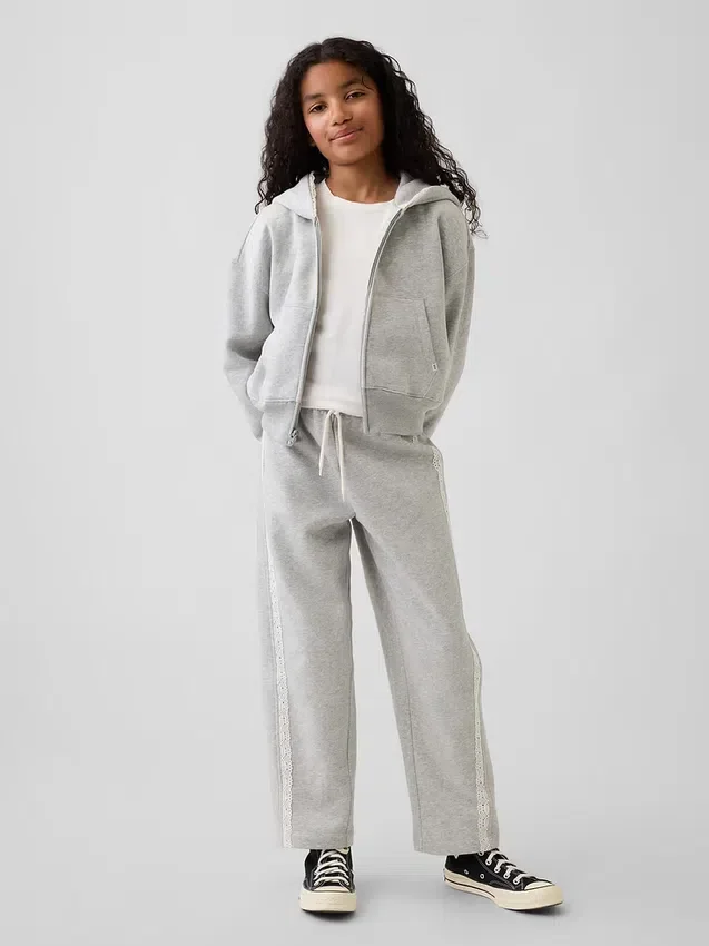 Pantalones de chándal para niños Vintagesoft de corte holgado con ribete de encaje