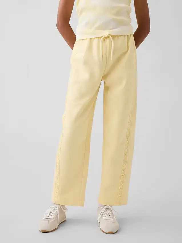 Pantalones de chándal para niños Vintagesoft de corte holgado con ribete de encaje