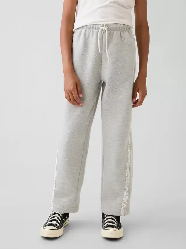 Pantalones de chándal para niños Vintagesoft de corte holgado con ribete de encaje
