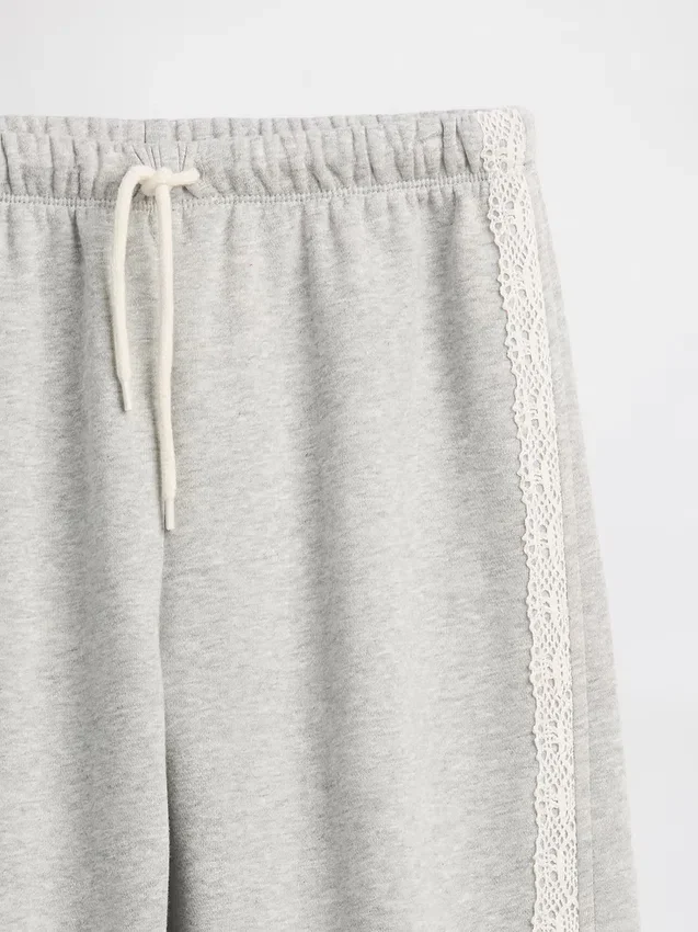 Pantalones de chándal para niños Vintagesoft de corte holgado con ribete de encaje