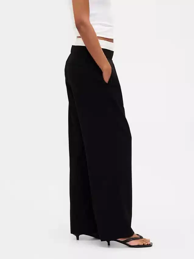 Pantalones de cintura media con doble cintura