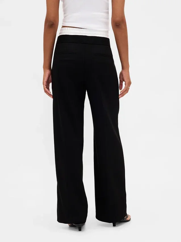 Pantalones de cintura media con doble cintura