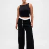 Pantalones de cintura media con doble cintura