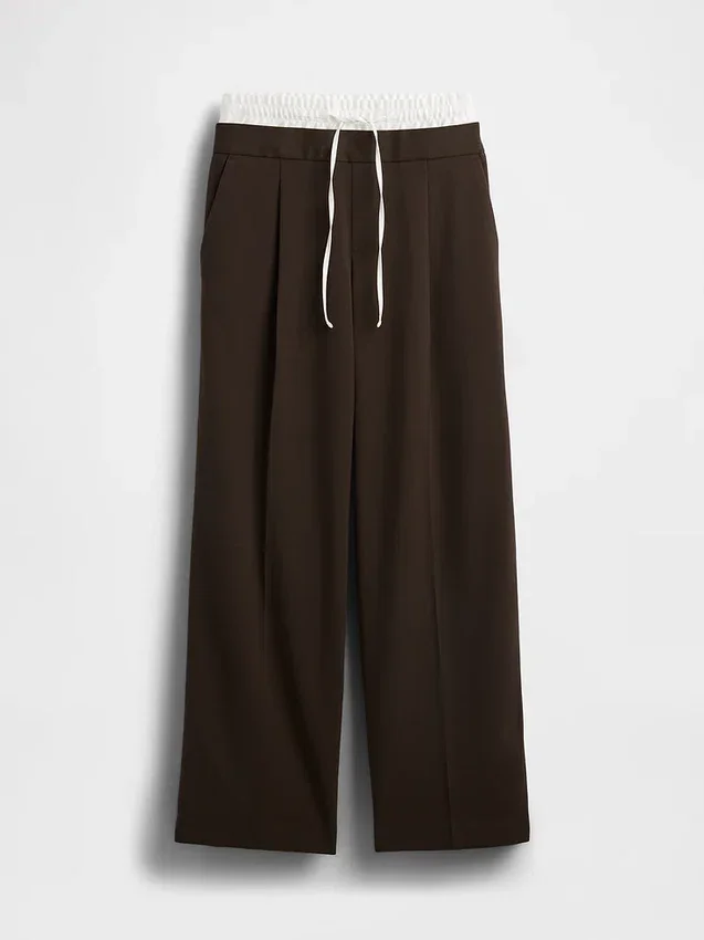 Pantalones de cintura media con doble cintura