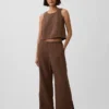 Pantalones de gasa de algodón con dobladillo abierto