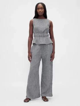 Pantalones de gasa de algodón con dobladillo abierto