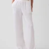 Pantalones de gasa de algodón con dobladillo abierto