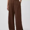 Pantalones de gasa de algodón con dobladillo abierto