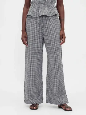 Pantalones de gasa de algodón con dobladillo abierto