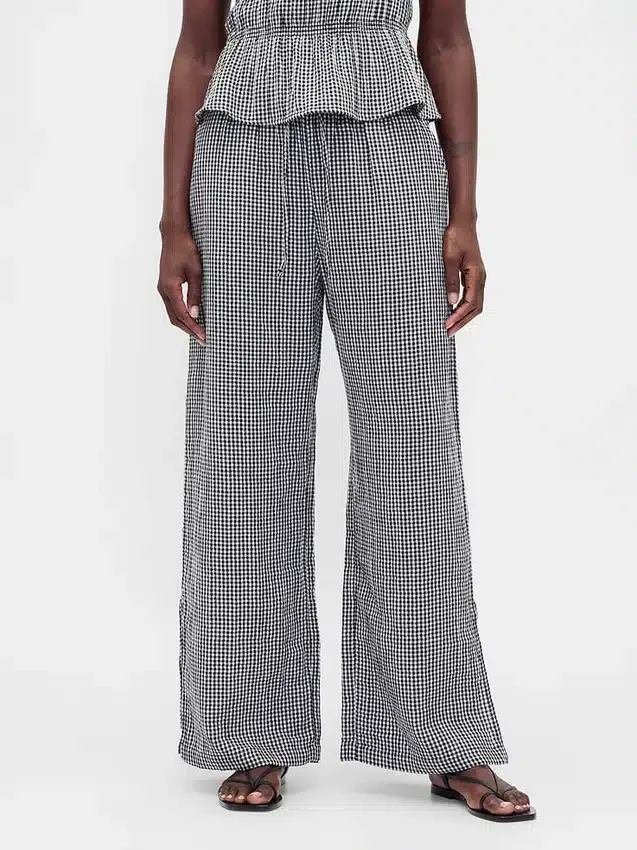 Pantalones de gasa de algodón con dobladillo abierto