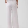 Pantalones de gasa de algodón con dobladillo abierto