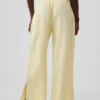 Pantalones de gasa de algodón con dobladillo abierto