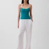 Pantalones de gasa de algodón con dobladillo abierto