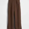 Pantalones de gasa de algodón con dobladillo abierto