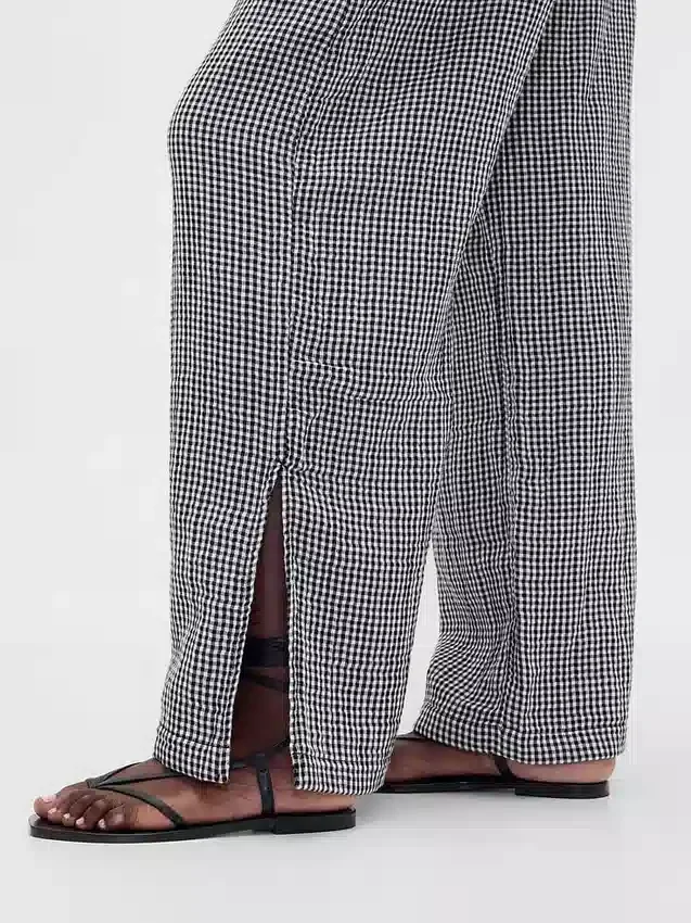 Pantalones de gasa de algodón con dobladillo abierto