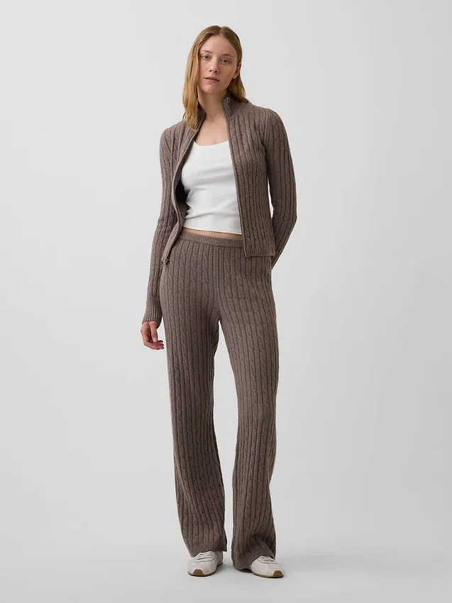 Pantalones de jersé con diseño de trenzado CashSoft