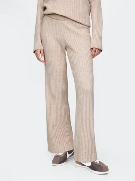 Pantalones de jerséu CashSoft con canalé ancho