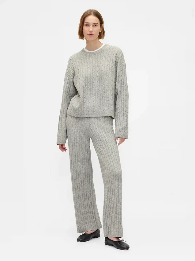 Pantalones de jerséu con tejido trenzado CashSoft