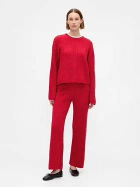 Pantalones de jerséu con tejido trenzado CashSoft