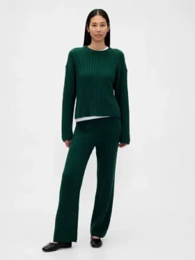 Pantalones de jerséu con tejido trenzado CashSoft