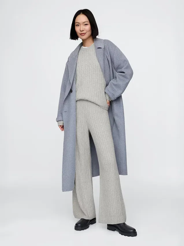 Pantalones de jerséu con tejido trenzado CashSoft
