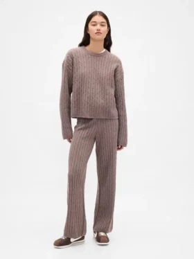 Pantalones de jerséu con tejido trenzado CashSoft