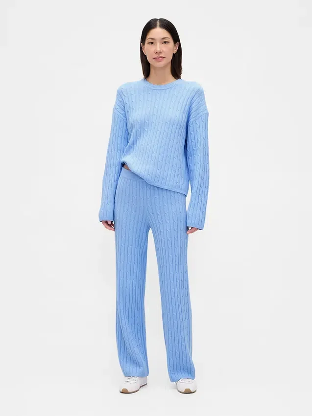 Pantalones de jerséu con tejido trenzado CashSoft