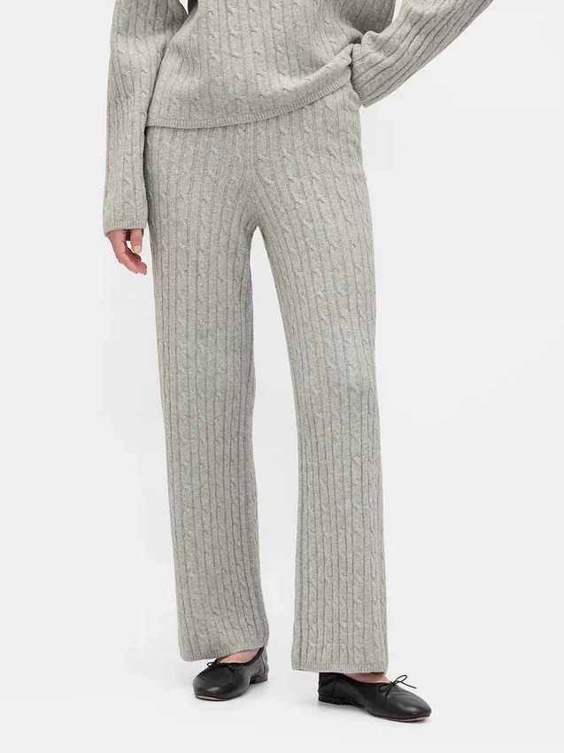 Pantalones de jerséu con tejido trenzado CashSoft