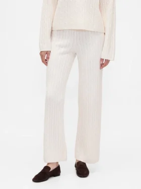 Pantalones de jerséu con tejido trenzado CashSoft
