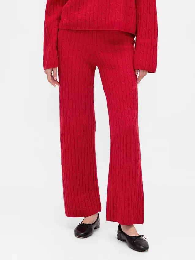 Pantalones de jerséu con tejido trenzado CashSoft