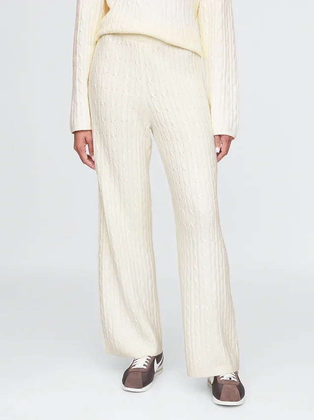 Pantalones de jerséu con tejido trenzado CashSoft