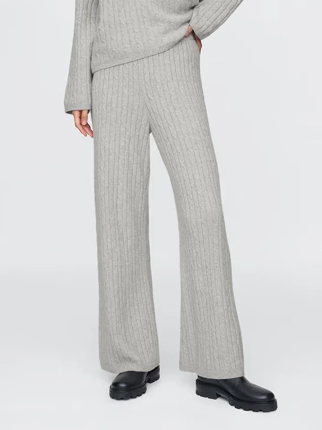 Pantalones de jerséu con tejido trenzado CashSoft