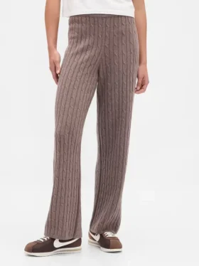 Pantalones de jerséu con tejido trenzado CashSoft