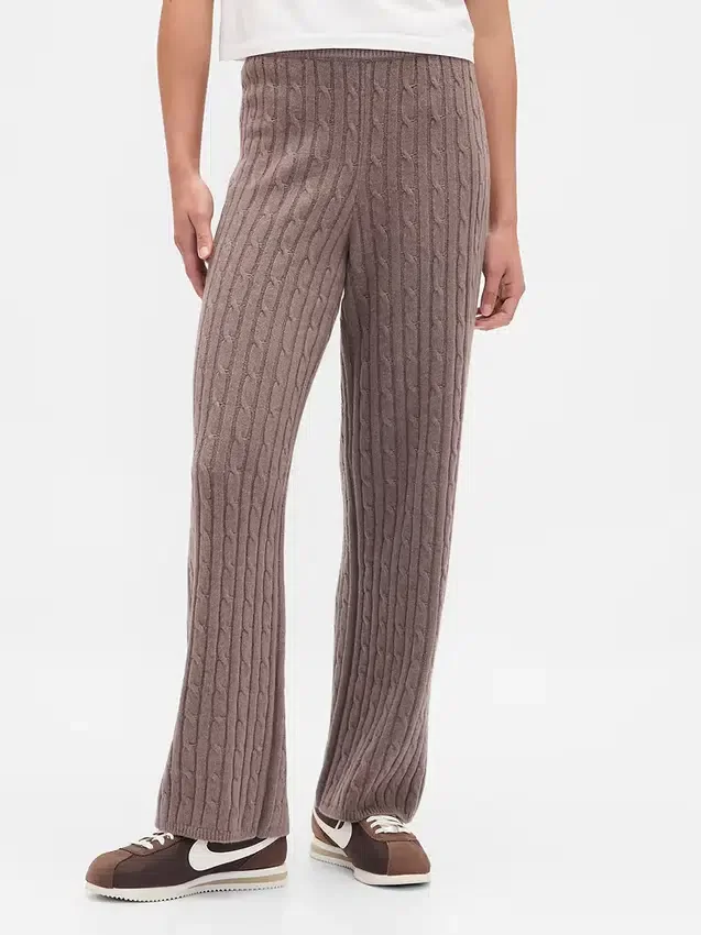 Pantalones de jerséu con tejido trenzado CashSoft