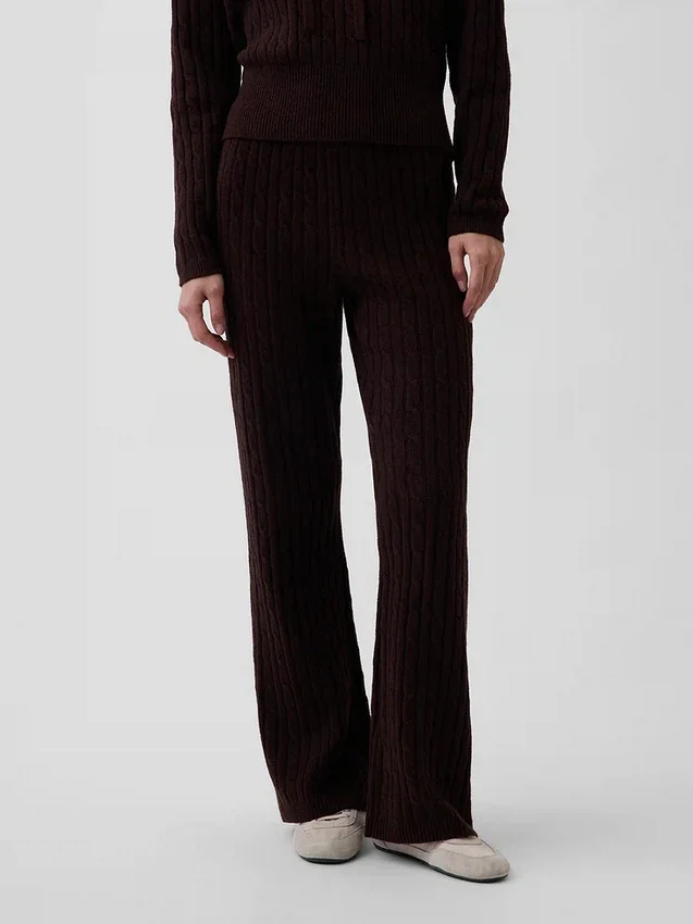 Pantalones de jerséu con tejido trenzado CashSoft