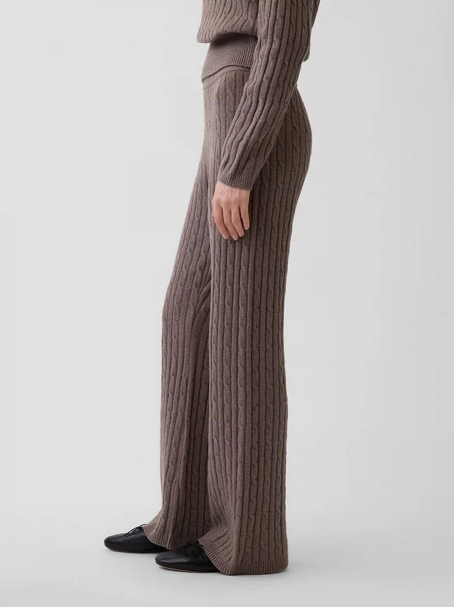 Pantalones de jerséu con tejido trenzado CashSoft